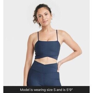 Women's Light Support Soft Ribbed Bra - All in Motion™ Small S Dark Blue NWT
